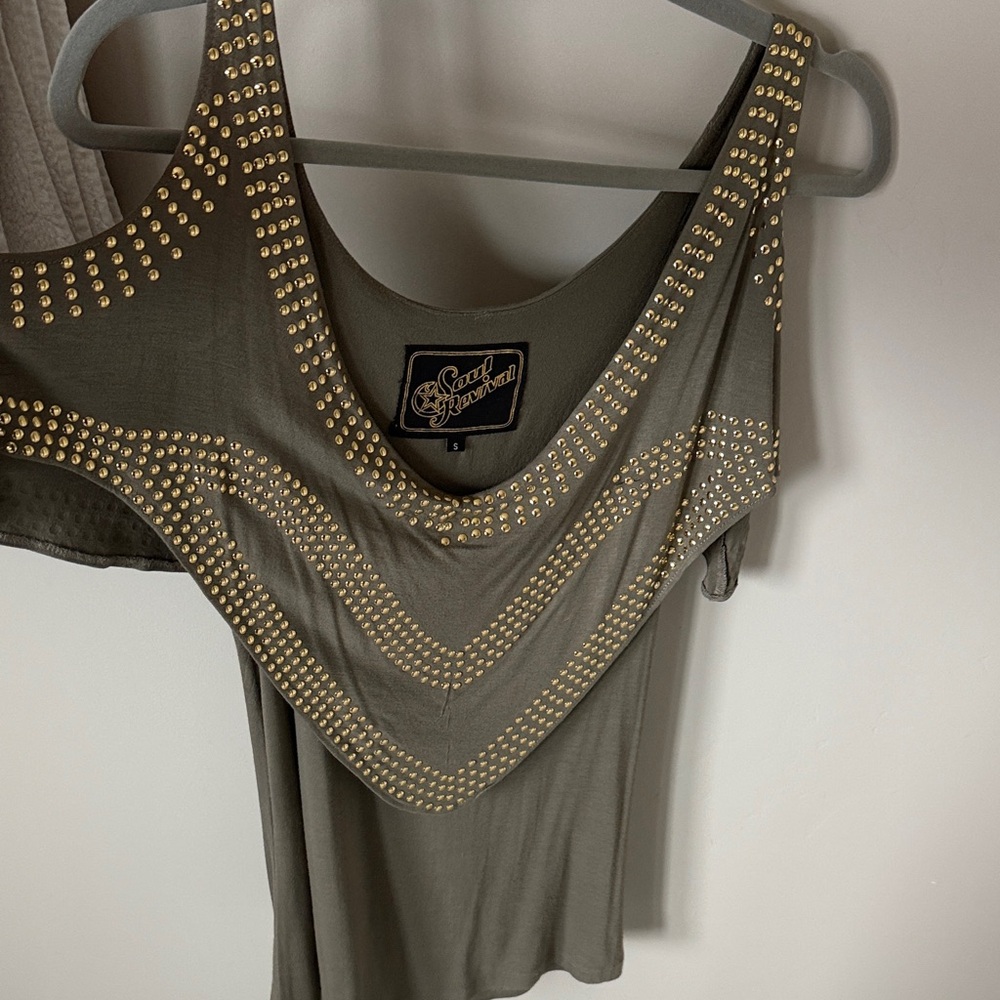 Soul Revival Olive Studded Tank Top